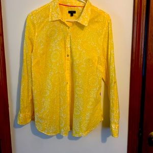 Beautiful light weight summer long sleeve yellow with white flowers